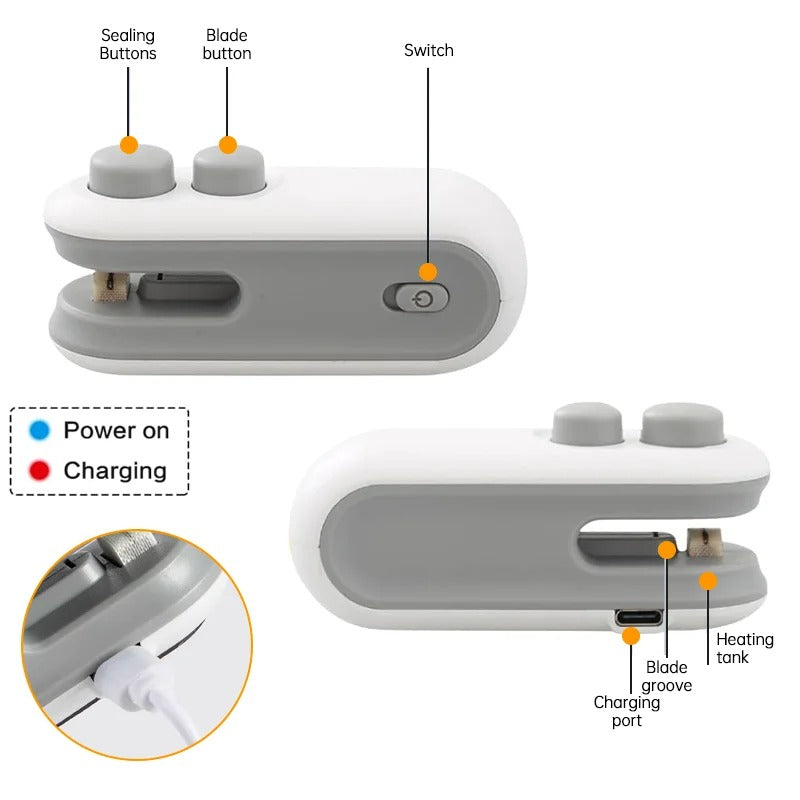 BUY 1 GET 2 | SealMate™ – Mini 2-in-1 USB-C Bag Sealer & Cutter